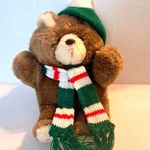 Vintage Plush Honeylove Bear, 90's American Greetings Corp. 8" Hat Scarf